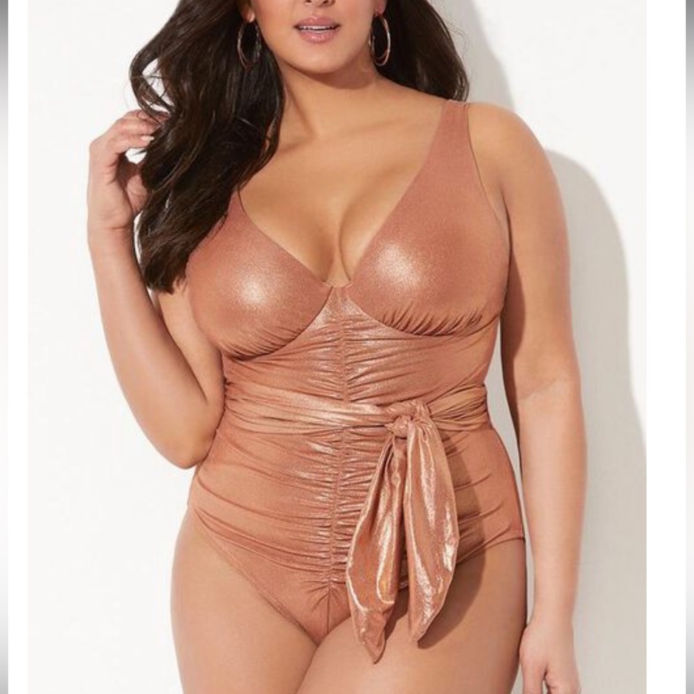 TIE FRONT UNDERWIRE ONE PIECE SWIMSUIT